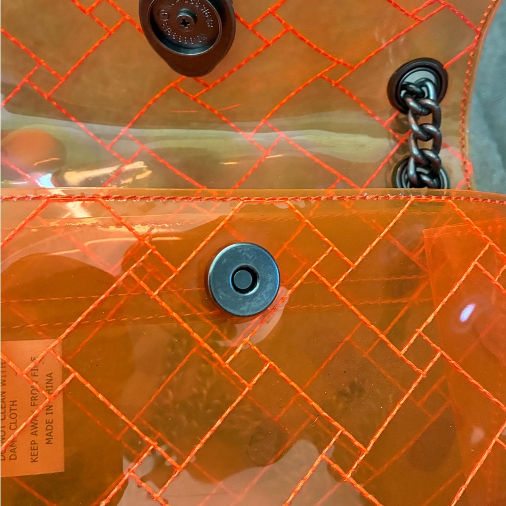 Kurt Geiger Kensington Transparent Quilted Crossbody Bag Orange - Picture 8 of 9